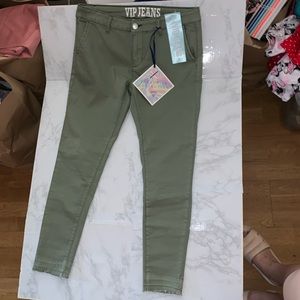 NWT VIP Jeans Skinny Hunter Green Stretch Denim